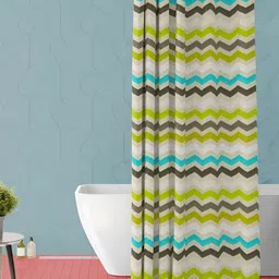 ArtzFolio Off White & Yellow Abstract Printed Waterproof Shower Curtain-0