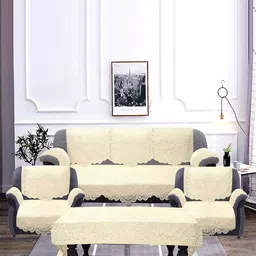 Kuber Industries Cream-Coloured Cotton Sofa Cover With Arms-image-31