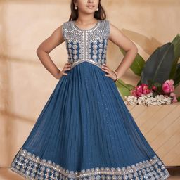 Muhuratam Girls Green Dresses-16