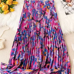 OTABU Printed A-Line Flared Maxi Skirt-picture-47