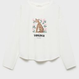 Mango Kids Girls Graphic Printed Pure Cotton T-shirt-image-65