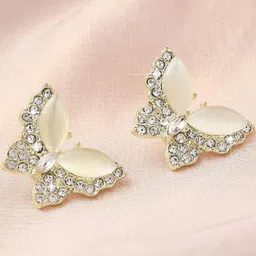 BEYTER Sterling Silver Crystal Stones Studded Butterfly Shaped Studs-picture-44