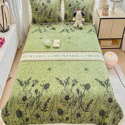 JC HOME Green & Black Printed Cotton Double King Bed & Pillow Cover-picture-16