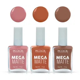 INCOLOR Set Of 3 Mega Matte Nail Paint - 17 ml Each - 52 - 47 - 51 image 1
