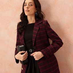 all about you Twill Checked Single-Breasted Longline Overcoat-picture-14