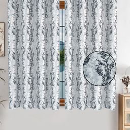 AJISH Black & White Set of 2 Floral Window Curtain-16