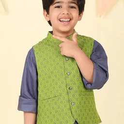 Fabindia Boys Woven Design Cotton Nehru Jacket-39