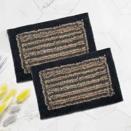 Aura 2 Pieces Blue & Yellow Cotton Anti-Skid Doormats-image-93