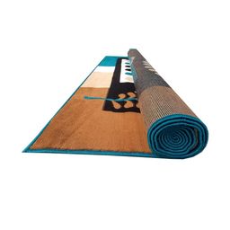 R CARPETS Turquoise Blue & Brown Floral Anti-Skid Woollen Carpet-image-94