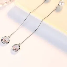 MYKI Silver-Plated Stainless Steel Contemporary Drop Earrings-53