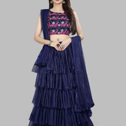 DIVASTRI Embroidered Thread Work Semi-Stitched Lehenga & Unstitched Blouse With Dupatta-45