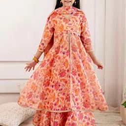 Sangria Girls Floral Printed Kurta & Skirt With Dupatta-picture-46