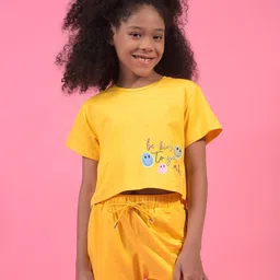 Crimsoune Club Girls Graphic Printed Round Neck Cotton T-shirt-12