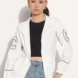 SHOWOFF Women Hooded Brand Logo Casual Sporty Jacket-15