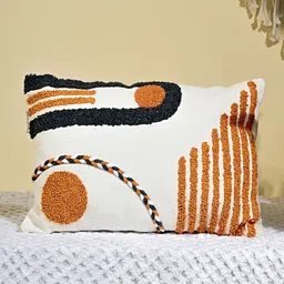 ANWYN White & Orange Embroidered Rectangle Cushion Covers-image-7