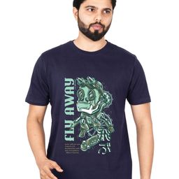 LA MILANO Men Graphic Printed Round Neck Pure Cotton Slim Fit T-shirt-image-103