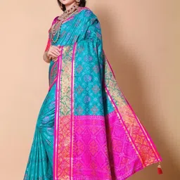 AKSH FASHION Blue Silk Blend Sarees-picture-5
