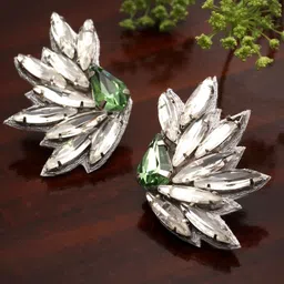 Moedbuille Silver Plated Crystals Studded Contemporary Studs-97