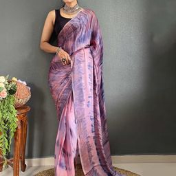 V3 FASHION STUDIO Tie and Dye Pure Chiffon Ready to Wear Jamdani Sarees-image-80