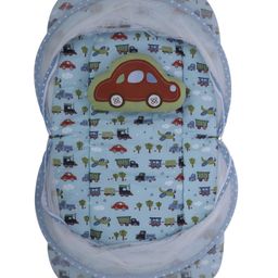 Abracadabra Gadda Set with Mosquito Net & Shaped Pillow Transport Theme - Blue image 4
