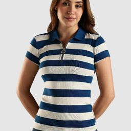 Tommy Hilfiger Striped Polo Collar Slim Fit Cotton T-shirt-picture-23