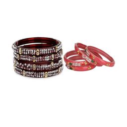 SOMIL Set of 8 Maroon Alloy Bangles-image-69
