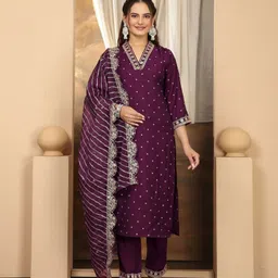 KALINI Women Printed Regular Sequinned Kurta with Palazzos & With Dupatta-12