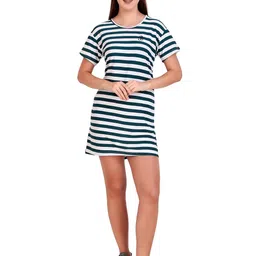 OVIDA Women Striped Design Long T Shirt Dress-picture-44