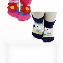 NESKA MODA Kids-Unisex Set Of 2 Ankle Length Cotton Socks-image-48