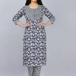 Bholukart Girls Floral Printed Round Neck Straight Kurta With Trousers-image-52