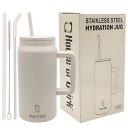 HOUSE OF QUIRK 1500 Ml Single Stainless Steel Double Wall Vacuum Water Bottle With Straw-image-103