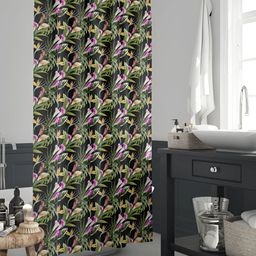 ArtzFolio Green & Purple Floral Printed Water Proof Shower Curtain-image-88