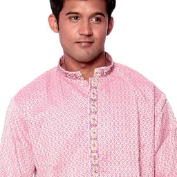 Exotic India Men Printed Regular Thread Work Kurta with Pyjamas image 3