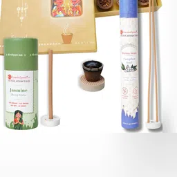 GaneshaSpeaks 55-Pcs Brown Guggal Dhoop Cup & Jasmine Dhoop Stick, Incense Stick-image-58