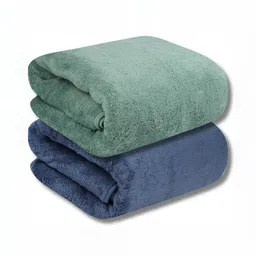 Fezora Green & Blue 2 Pieces Microfiber 400 GSM Bath Towels-7
