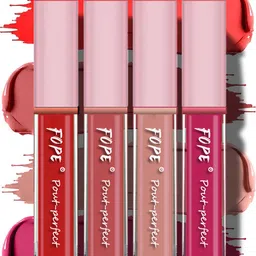 FOPE Set Of 4 Pout Perfect Long Lasting Velvet Matte Liquid Lipstick - 4 ml Each-image-59