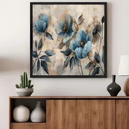 999Store Beige & Blue Floral and Botanical Canvas Wall Art-image-42