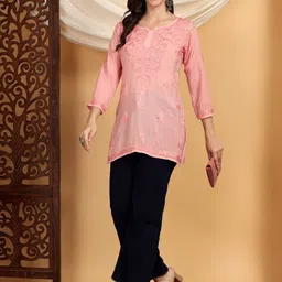 Poshak Chikan Studio Floral Embroidered Chikankari Modal Chikankari Kurti image 4
