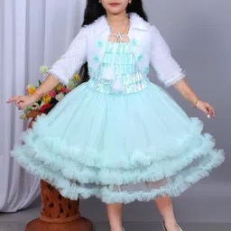 Jhilik Garments Layered Net Fit & Flare Dress-image-32