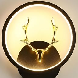 KINIS Black & Gold Toned Printed Acrylic Spherical Shaped Wall Lamp-22