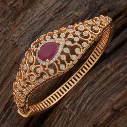 Kushal's Fashion Jewellery Ruby Gold-Plated Party Zircon Kada-46