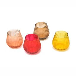 oggn Red And Yellow 4 Pieces Glass Candle Holders-16