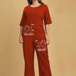 BLUE KART Printed Round Neck Top With Trousers-image-65