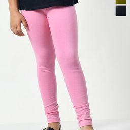 KAYU Girls Pack Of 3 Solid Ankle Length Leggings-image-0