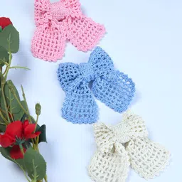 FUNKRAFTS Girls Set of 3 Crochet Bow Alligator Hair Clips-image-54