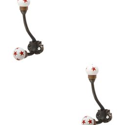 IndianShelf Red & White 2 PiecesCeramic Star Wall Mounted Hooks Door Hanger-14