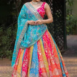 KALINI Embroidered Sequinned Semi-Stitched Lehenga & Unstitched Blouse With Dupatta-20