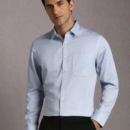 Louis Philippe Men Geometric Printed Spread Collar Cotton Formal Shirt-image-77
