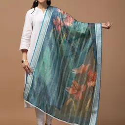 Kaizen TEXO FAB Ethnic Motifs Printed Organza Dupatta image 1