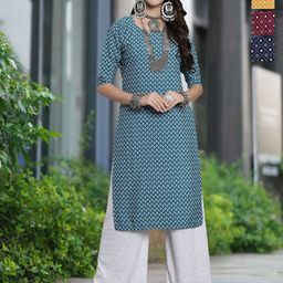 Moda Rapido Selection Of 4 Floral Printed Straight Kurtas-image-91